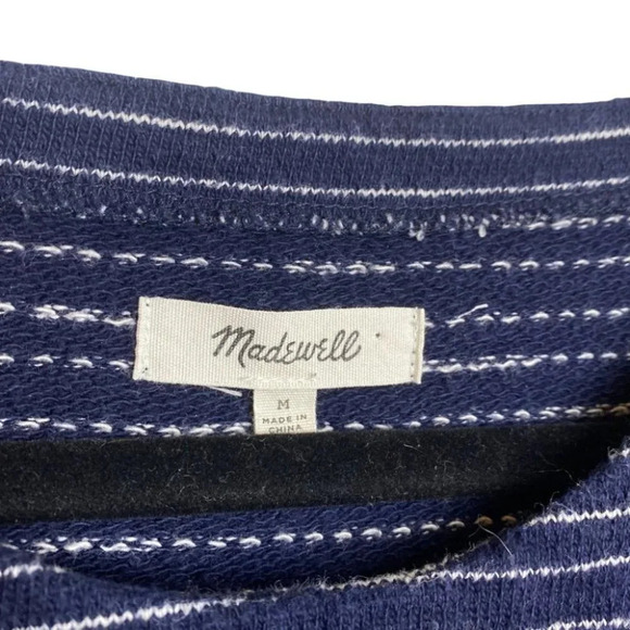 Madewell Navy Blue  Striped Top with Lace Up Sides - Picture 7 of 8